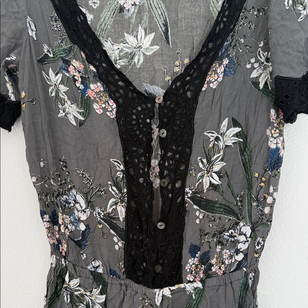 Cleobella Charcoal and Floral Patterned Blouse - Picture 3 of 6